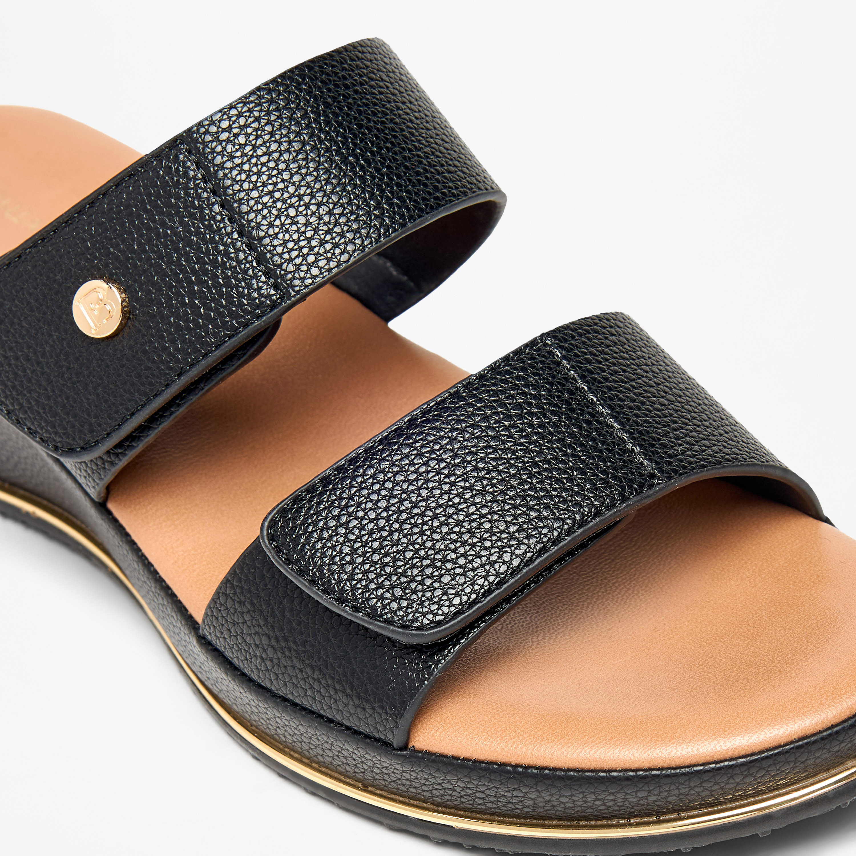 Flora Bella Textured Wedge Heel Slip-On Sandals with Hook and Loop Closure-women-shoes-sandals-heeled-image-5