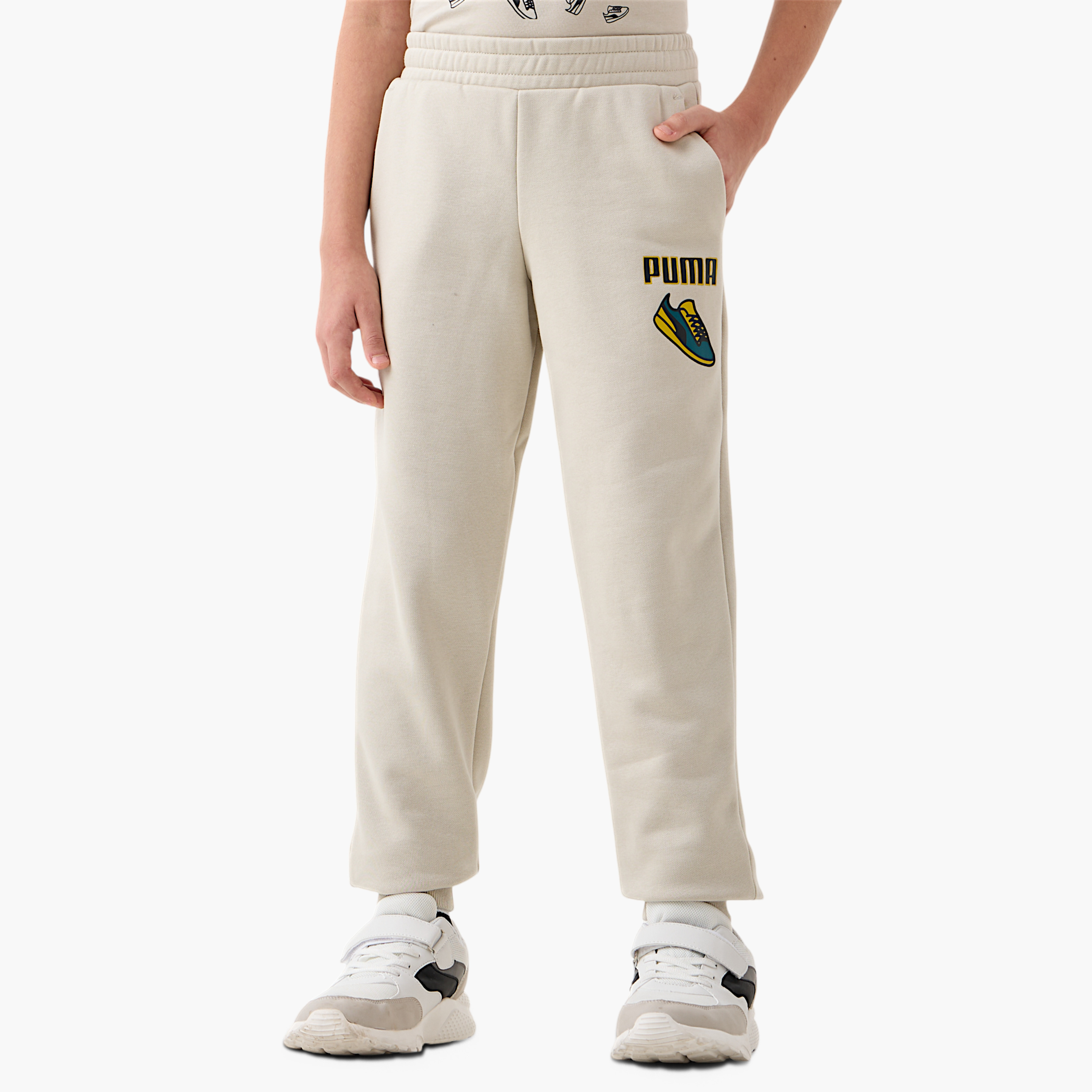 PUMA Logo Print Joggers with Elasticated Waistband and Pockets-boys-clothing-sportswear-bottoms-image-1