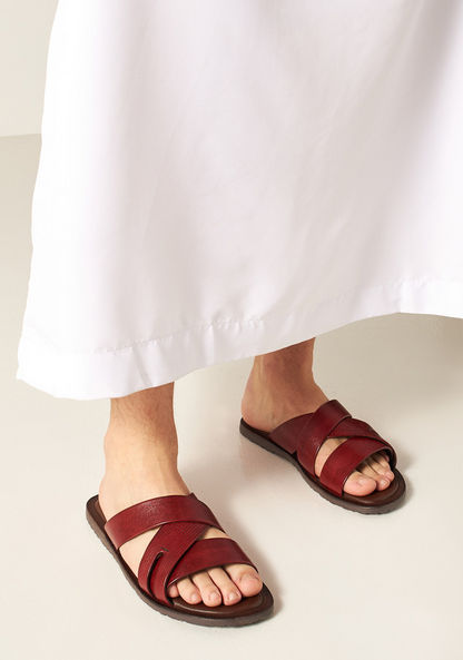 Duchini Men's Textured Cross Strap Slip-On Sandals