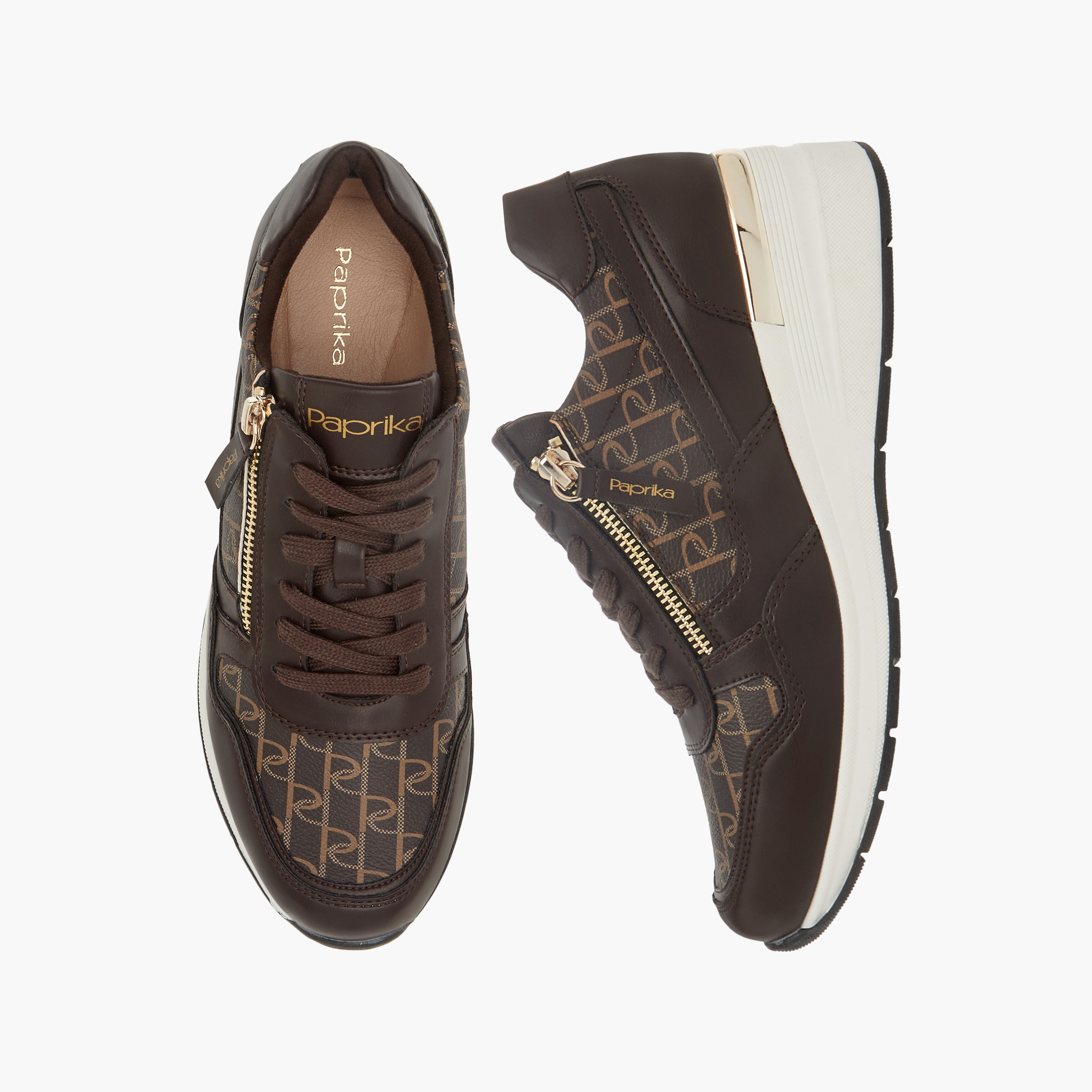 حذاء سنيكرز بطبعات مونوجرام ورباط إغلاق من بابريكا-women-shoes-sneakers-image-1