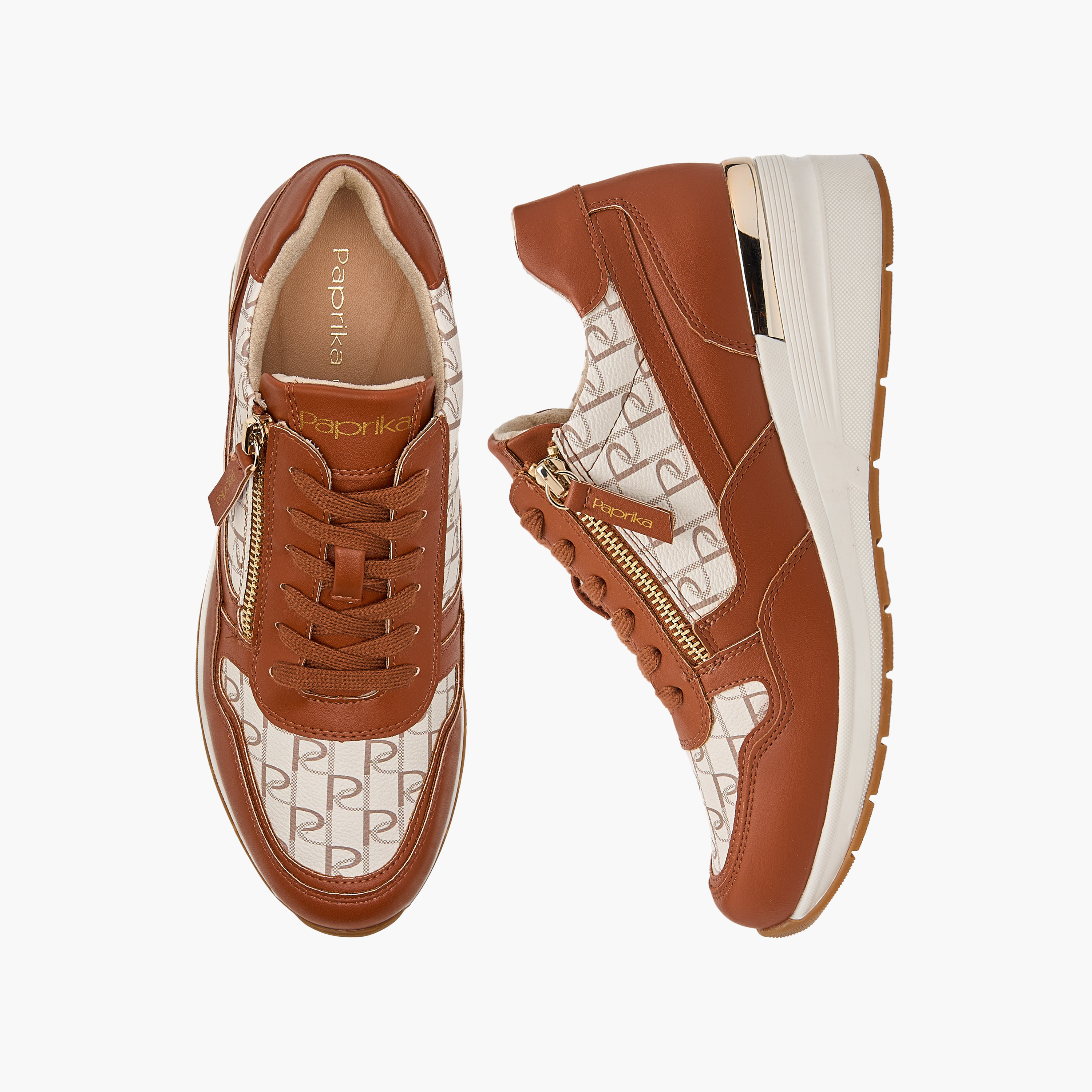 Paprika Monogram Print Sneakers with Lace-Up Closure-women-shoes-sneakers-image-1