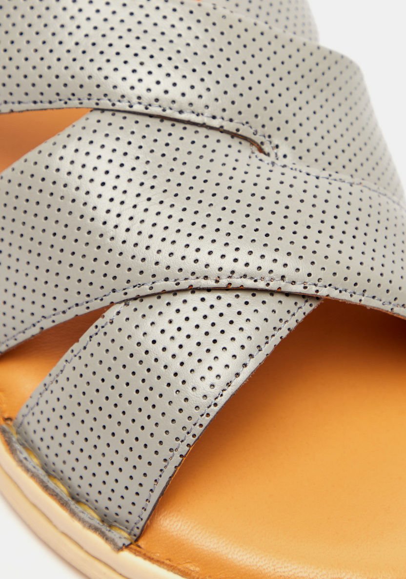 Duchini Men's Textured Cross Strap Slip-On Sandals-Men%27s Sandals-image-2