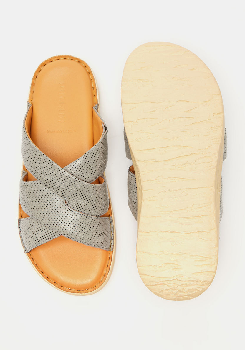 Duchini Men's Textured Cross Strap Slip-On Sandals-Men%27s Sandals-image-4