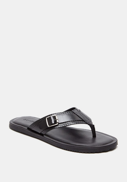 Duchini Men's Slip-On Thong Sandals with Buckle Accent