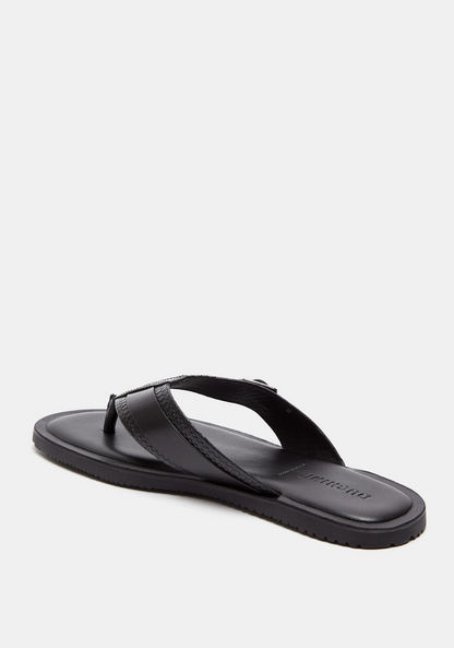 Duchini Men's Slip-On Thong Sandals with Buckle Accent