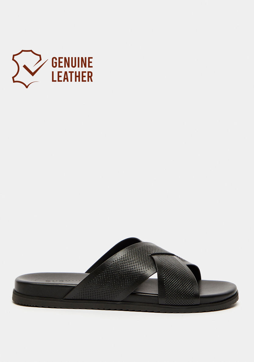 Duchini Men's Textured Cross Strap Slip-On Sandals-Men%27s Sandals-image-0