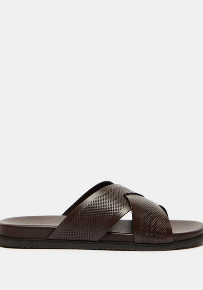 Duchini Men's Textured Cross Strap Slip-On Sandals-Men%27s Sandals-image-0