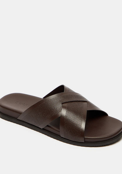 Duchini Men's Textured Cross Strap Slip-On Sandals-Men%27s Sandals-image-1