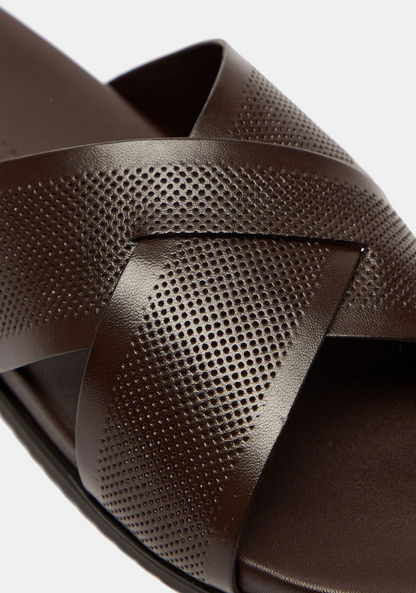 Duchini Men's Textured Cross Strap Slip-On Sandals-Men%27s Sandals-image-2