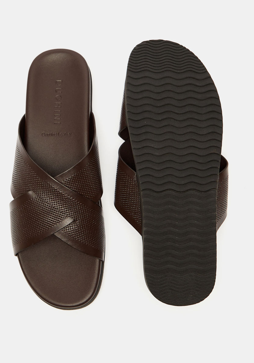 Duchini Men's Textured Cross Strap Slip-On Sandals-Men%27s Sandals-image-4