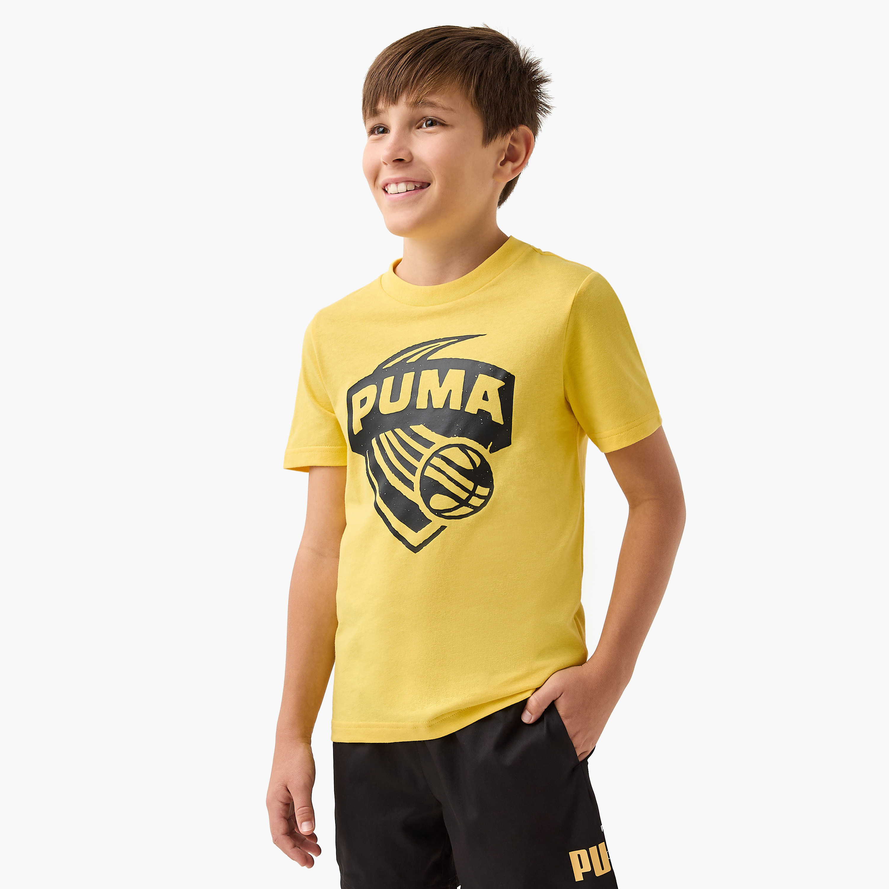 PUMA Graphic Print T-shirt with Short Sleeves-boys-clothing-sportswear-tops-image-1