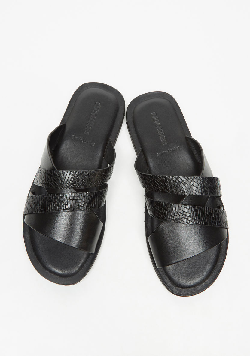 Duchini Men's Textured Slip-On Cross Strap Sandals-Men%27s Sandals-image-1