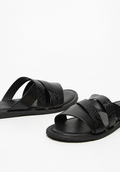 Duchini Men's Textured Slip-On Cross Strap Sandals-Men%27s Sandals-image-3