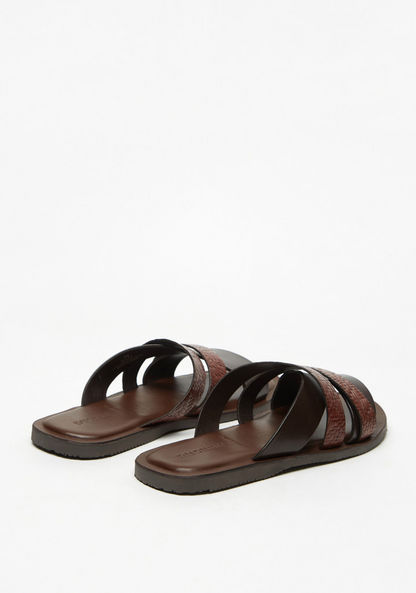 Duchini Men's Textured Slip-On Cross Strap Sandals