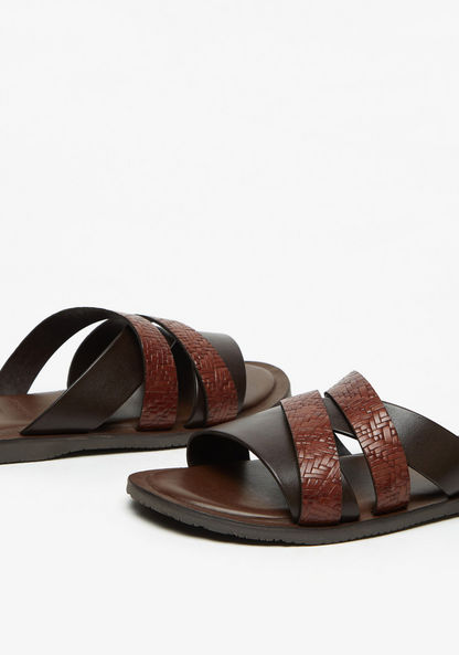 Duchini Men's Textured Slip-On Cross Strap Sandals