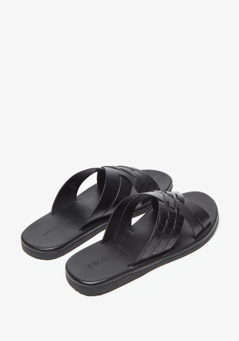 Duchini Men's Textured Slip-On Cross Strap Sandals-Men%27s Sandals-image-2