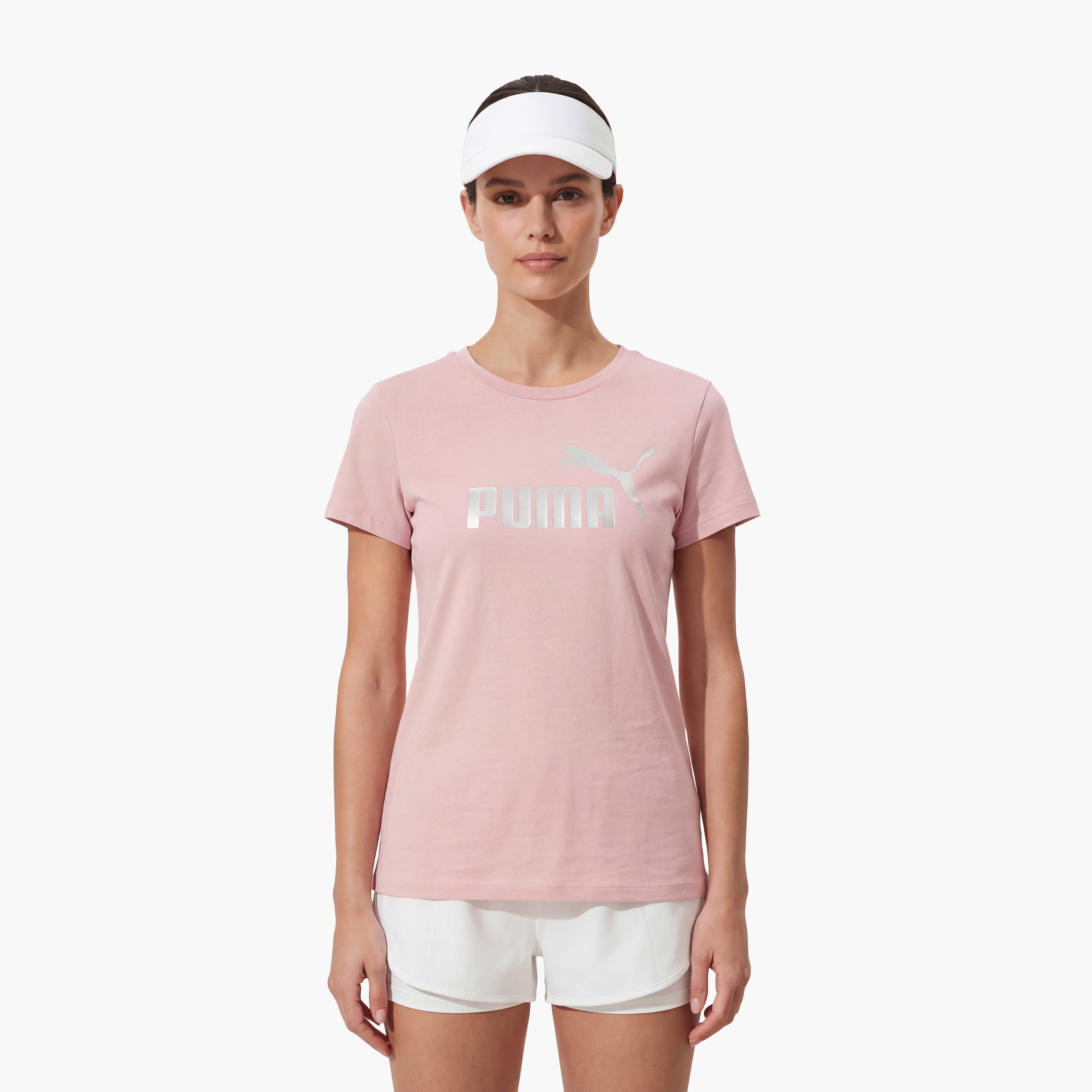 Puma Women ESS METALLIC No. 1 Logo Short Sleeves Tee-women-clothing-tshirts-image-1