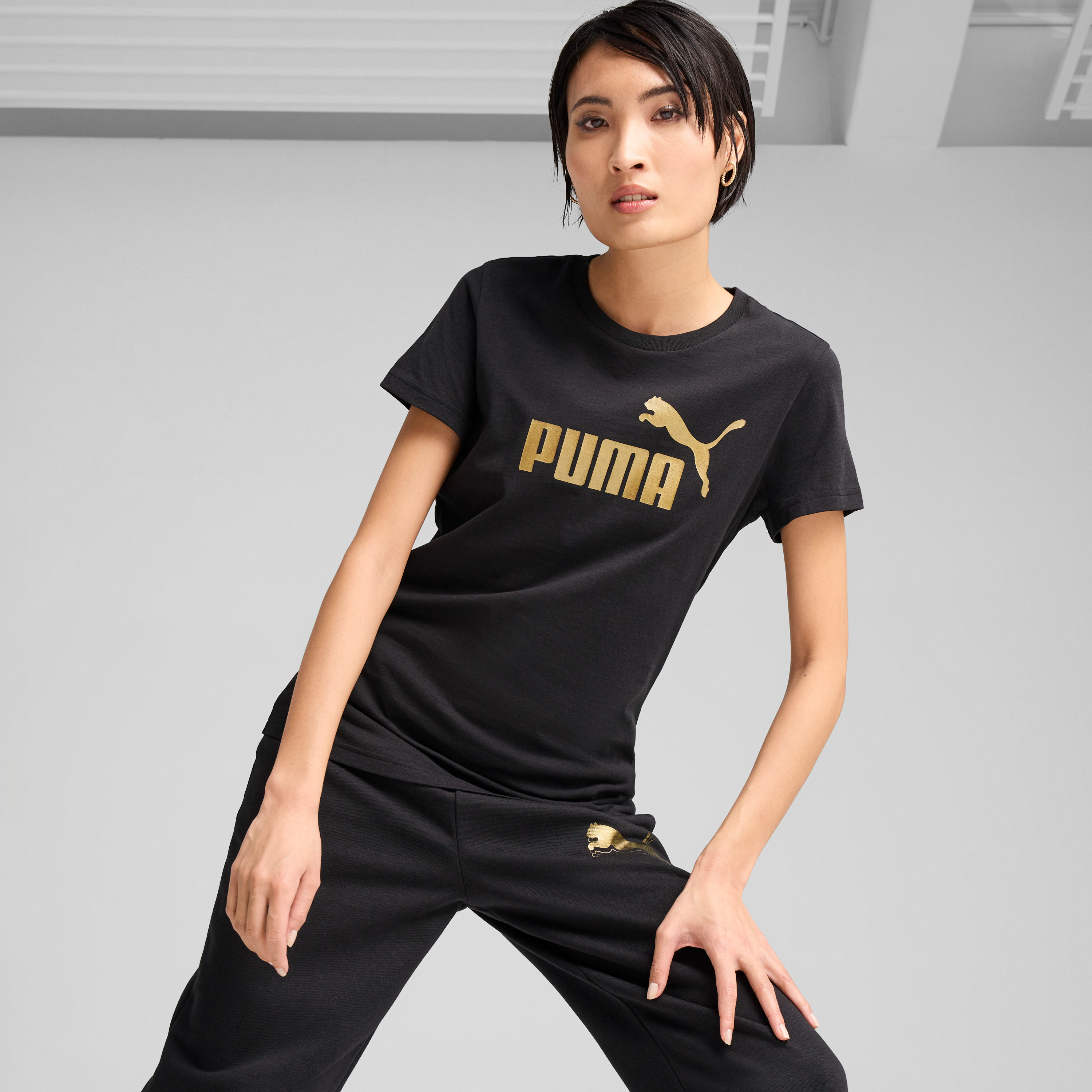 Puma Women ESS METALLIC No. 1 Logo Short Sleeves Tee-sports-women-clothing-tshirtsandvests-image-1