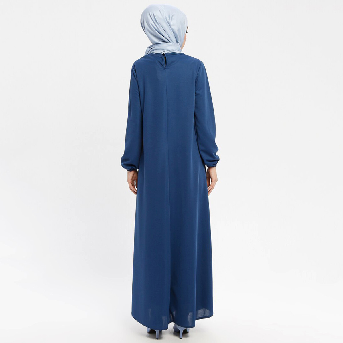 Women Solid Round Neck Maxi Dress ECESUN By Modanisa-women-clothing-dresses-image-2