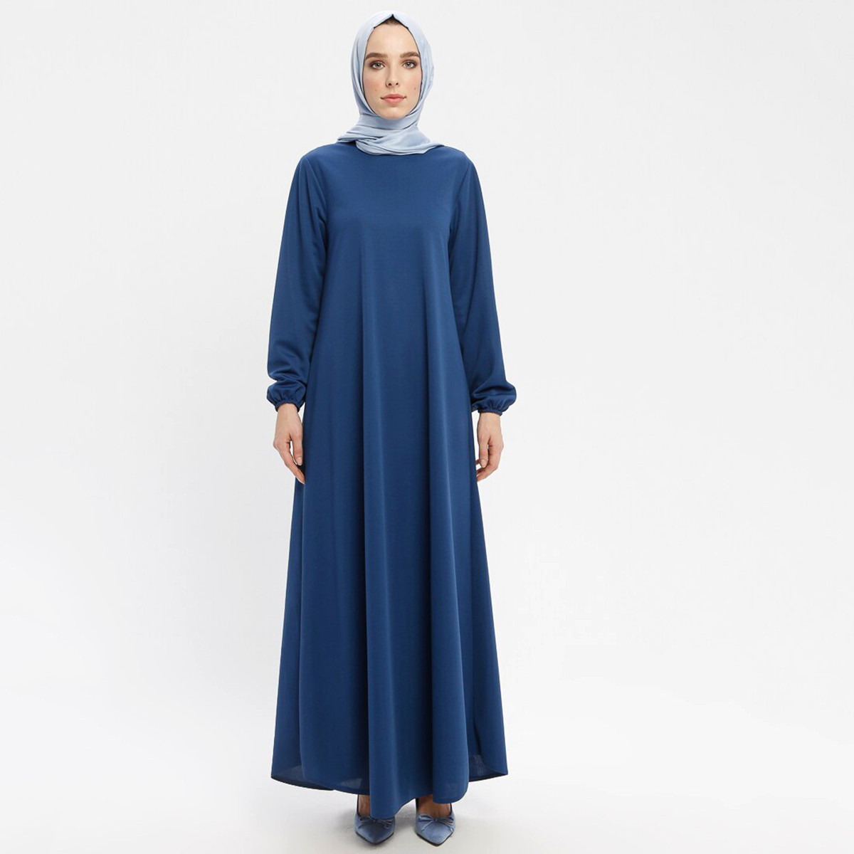 Women Solid Round Neck Maxi Dress ECESUN By Modanisa-women-clothing-dresses-image-5
