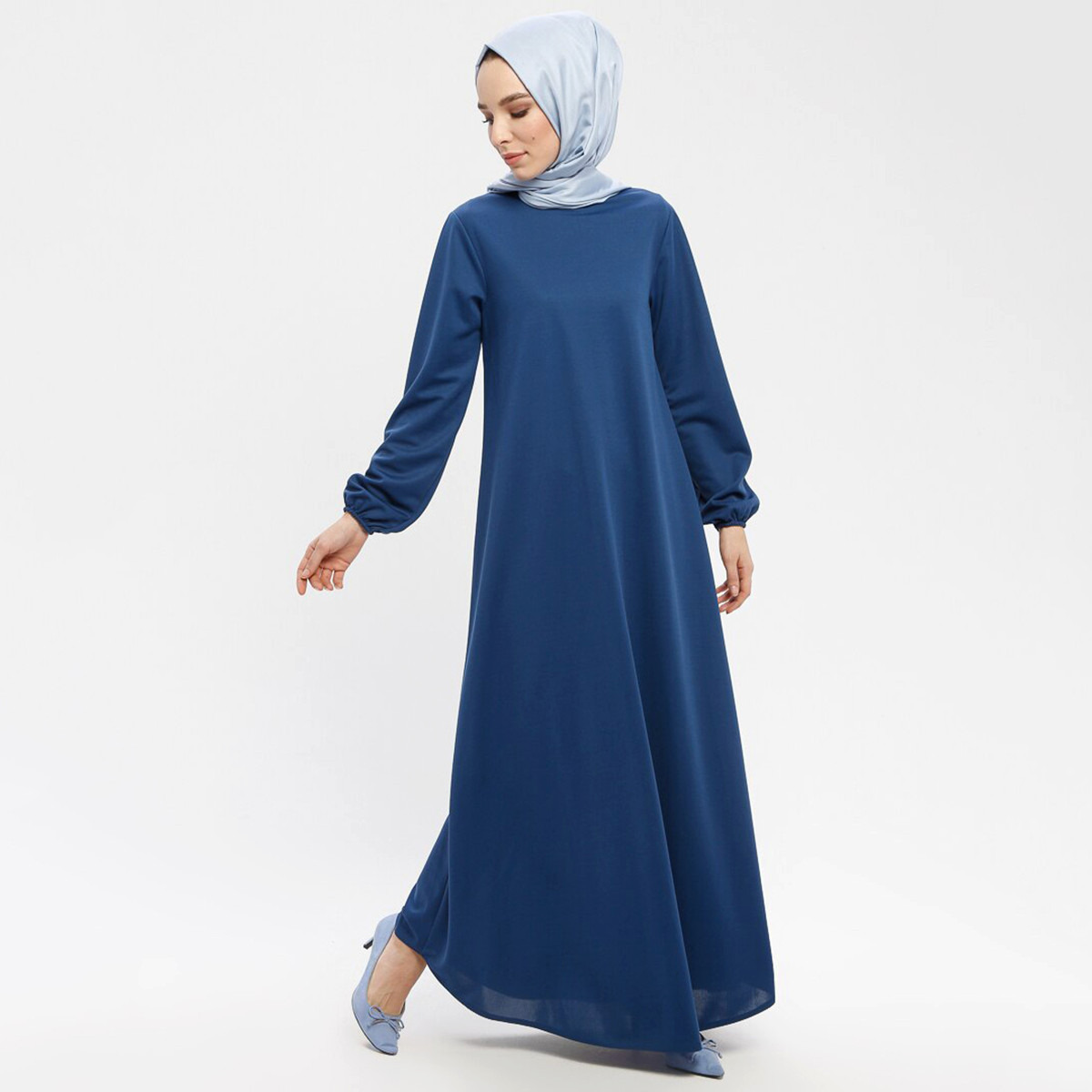 Women Solid Round Neck Maxi Dress ECESUN By Modanisa-women-clothing-dresses-image-6