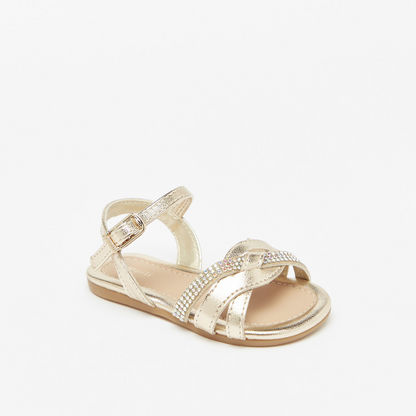 Pampili Studded Cross Strap Sandals with Buckle Closure-Baby Girl%27s Sandals-image-0