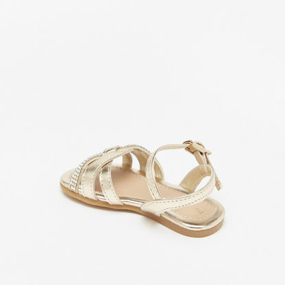 Pampili Studded Cross Strap Sandals with Buckle Closure-Baby Girl%27s Sandals-image-1