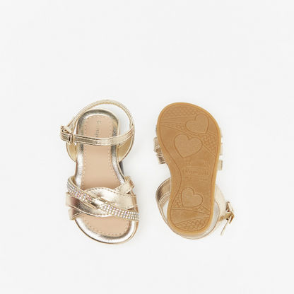 Pampili Studded Cross Strap Sandals with Buckle Closure-Baby Girl%27s Sandals-image-3