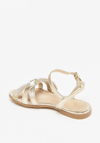 Pampili Embellished Cross Strap Sandals with Buckle Closure-Girl%27s Sandals-image-1