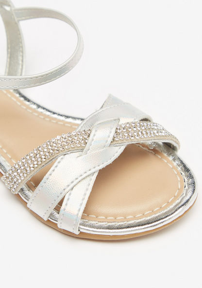 Pampili Embellished Cross Strap Sandals with Buckle Closure-Girl%27s Sandals-image-4