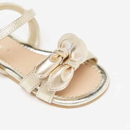 Pampili Metallic Strap Sandals with Bow Applique and Buckle Closure-Baby Girl%27s Sandals-image-4