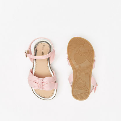 Pampili Solid Strap Sandals with Bow Applique and Buckle Closure-Baby Girl%27s Sandals-image-3
