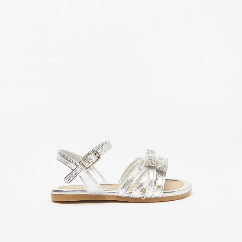Pampili Bow Embellished Strap Sandals with Buckle Closure-Baby Girl%27s Sandals-image-2