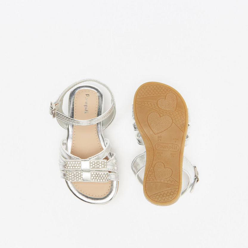 Pampili Bow Embellished Strap Sandals with Buckle Closure-Baby Girl%27s Sandals-image-3