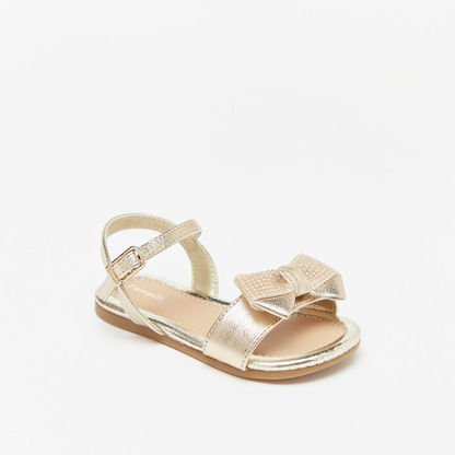 Pampili Bow Embellished Strap Sandals with Buckle Closure-Baby Girl%27s Sandals-image-0