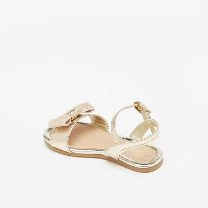 Pampili Bow Embellished Strap Sandals with Buckle Closure-Baby Girl%27s Sandals-image-1