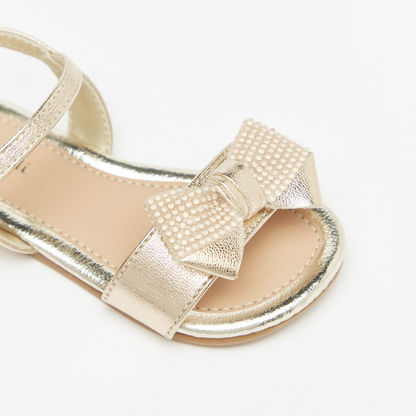 Pampili Bow Embellished Strap Sandals with Buckle Closure-Baby Girl%27s Sandals-image-4