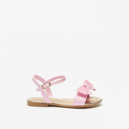 Pampili Embellished Strap Sandals with Bow Applique and Buckle Closure-Baby Girl%27s Sandals-image-2