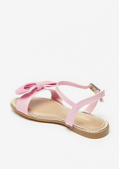 Pampili Embellished Strap Sandals with Bow Applique and Buckle Closure-Girl%27s Sandals-image-1
