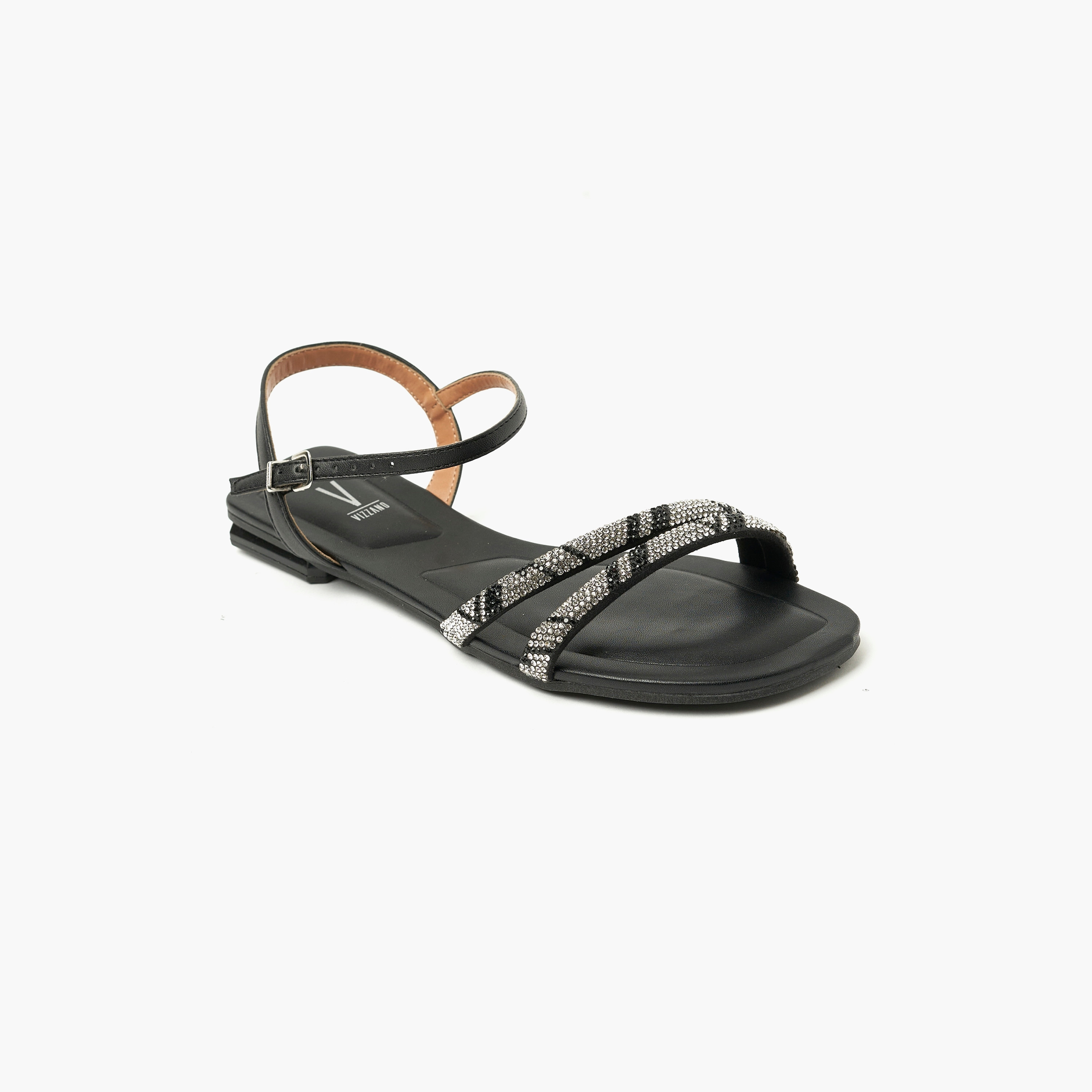 صندل نسائي مسطح مع لمسة من الكريستال من فيزانو | 6431-425-24448-women-shoes-sandals-flats-image-1