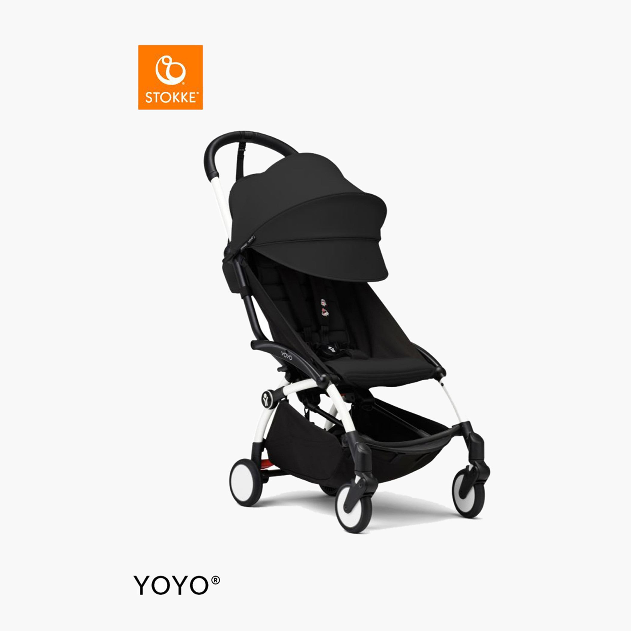 Stokke YOYO³ White frame with 6+ color pack Black-baby-gear-strollersandprams-strollers-image-1
