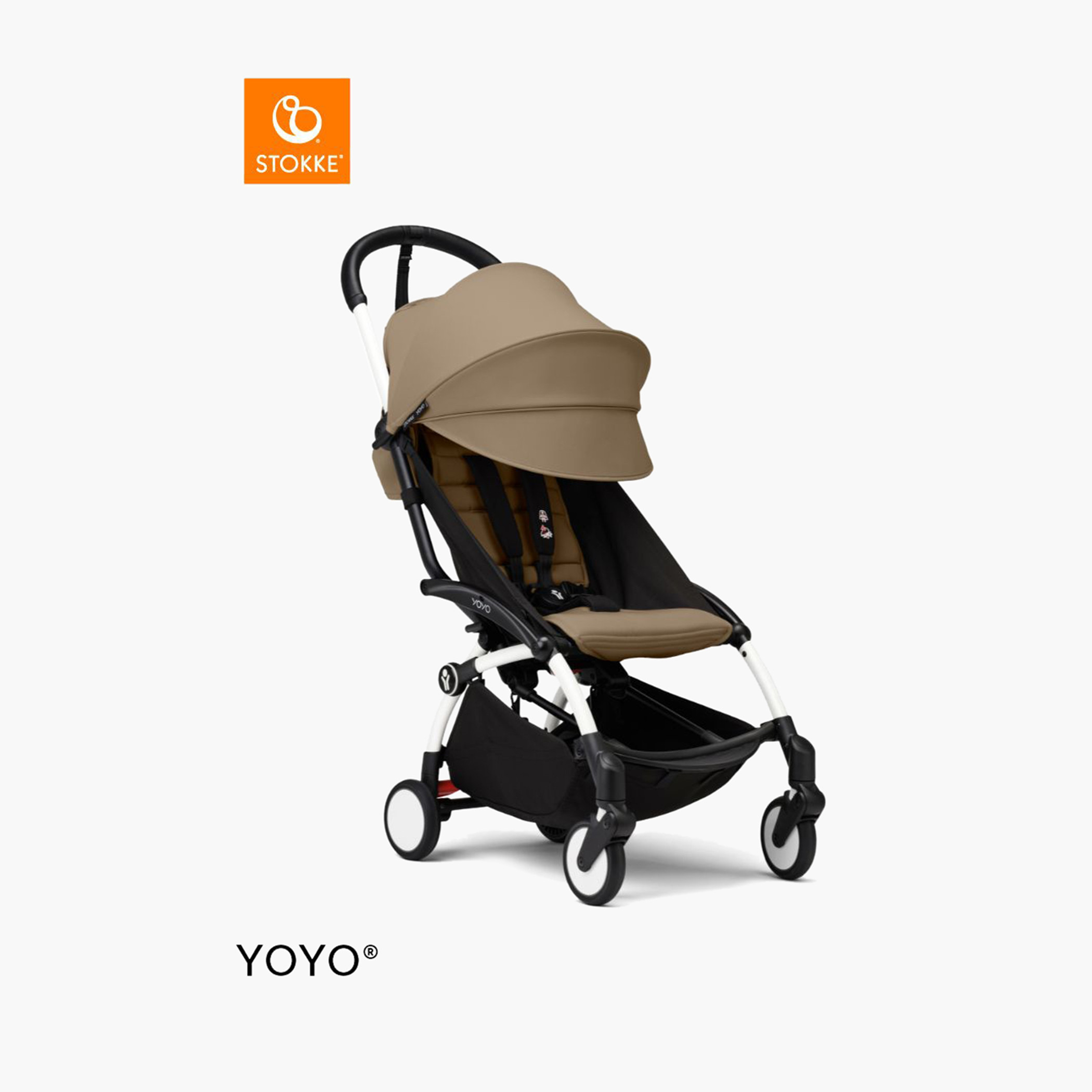 Stokke YOYO³ White frame with 6+ color pack Toffee-baby-gear-strollersandprams-strollers-image-1