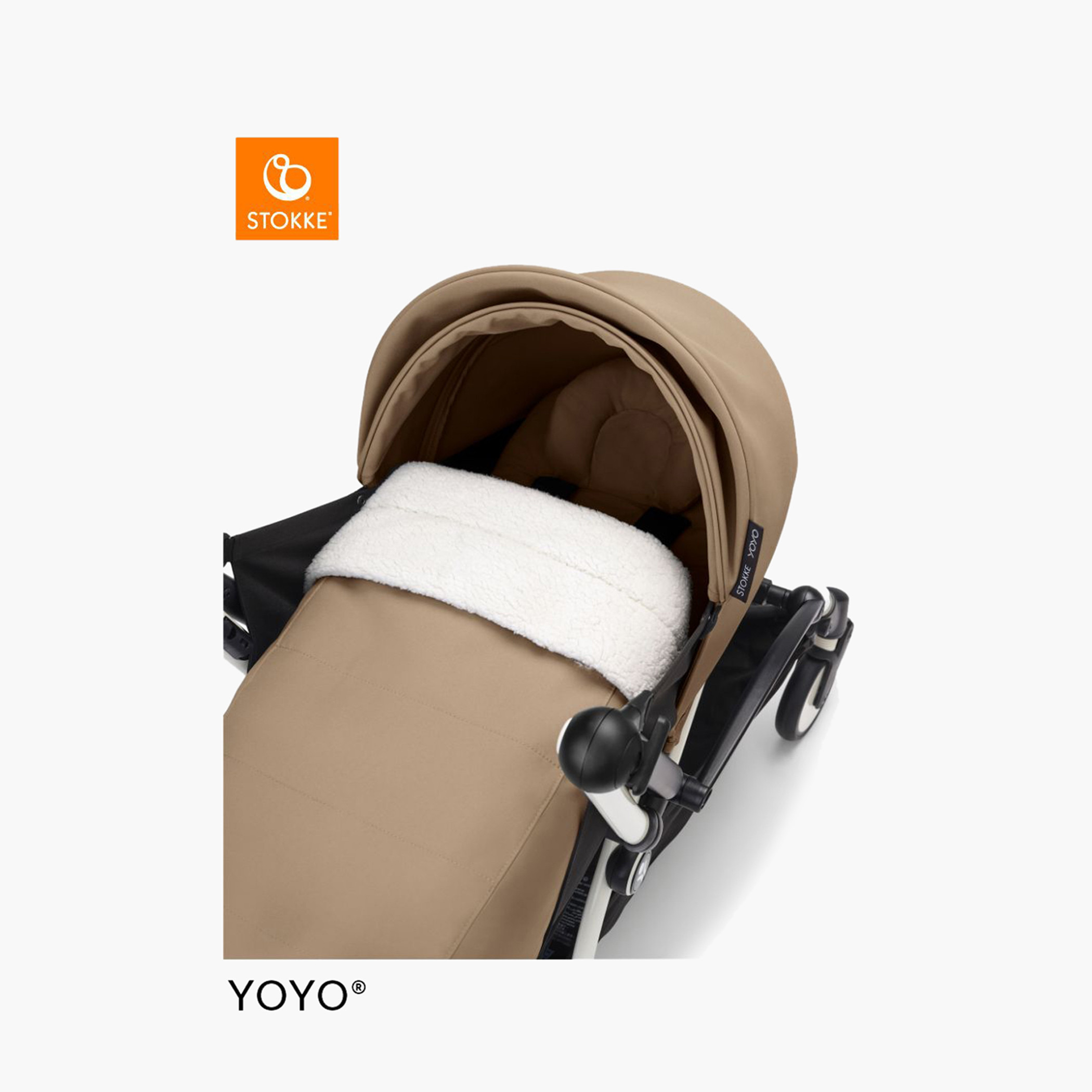 Stokke YOYO³ White frame with 0+ newborn pack Toffee-baby-gear-strollersandprams-strollers-image-5