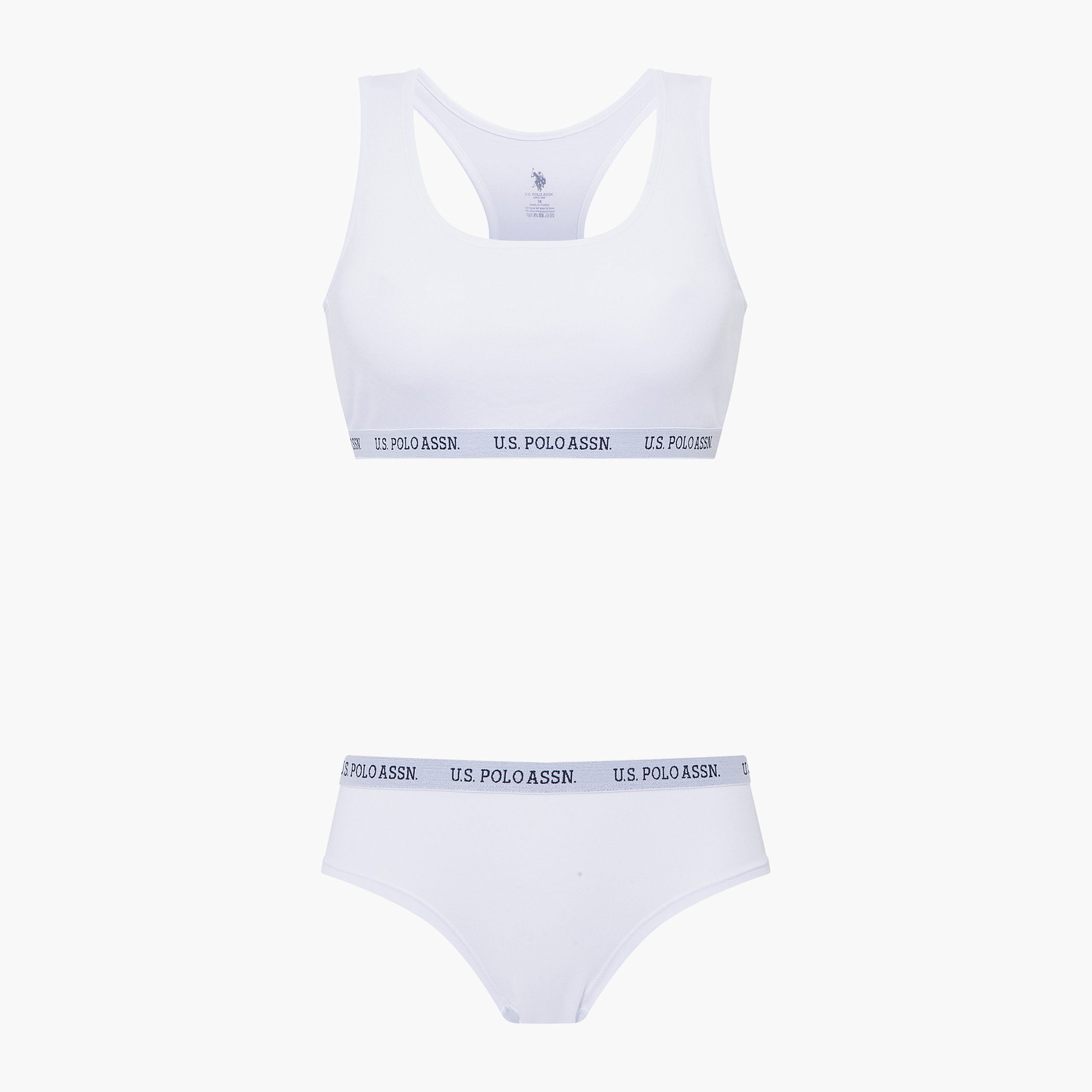 طقم شورتس وريسر بوستير خلفي أزرق كحلي سادة للنساء من يو اس بولو اسن-women-clothing-lingerie-lingeriesets-image-10