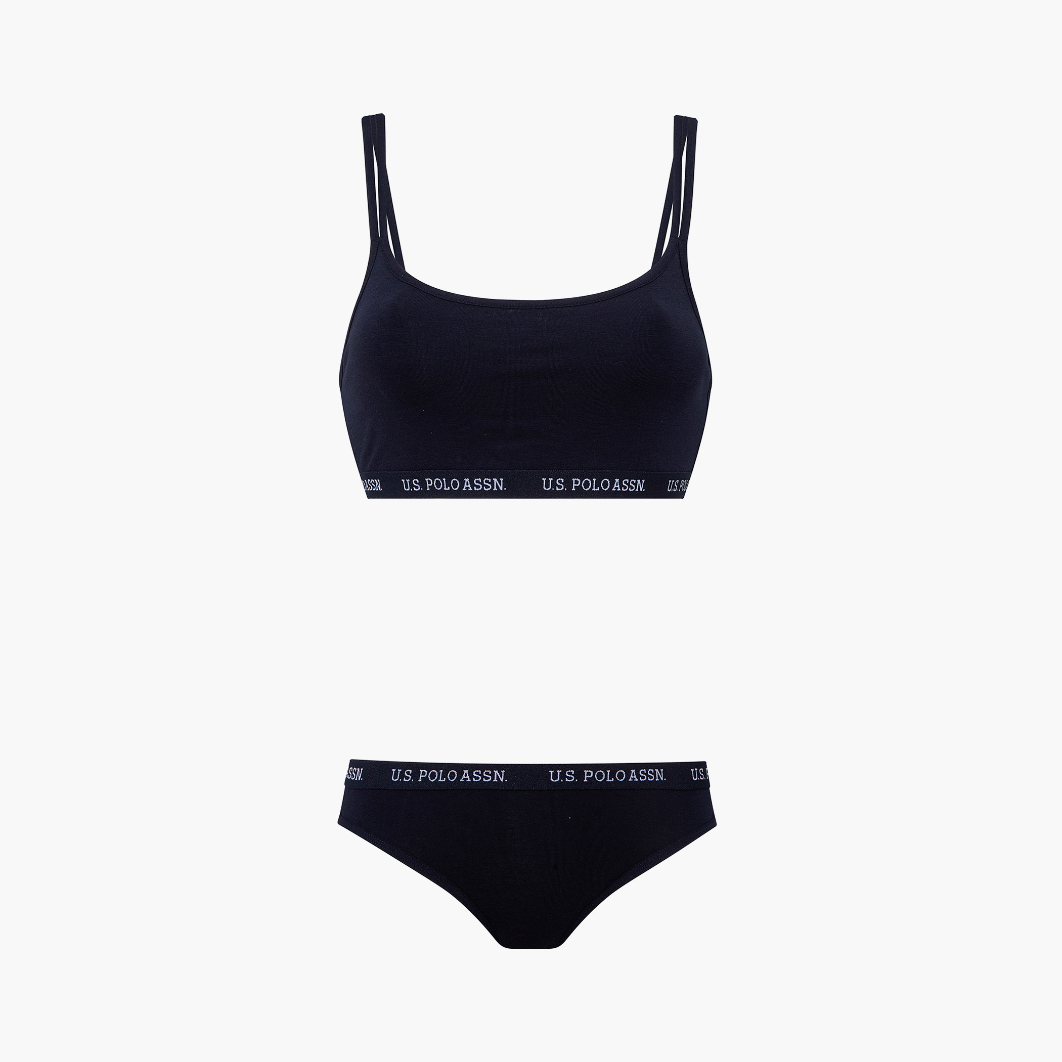 طقم حمالة صدر وحزام قابل للتعديل سادة أزرق كحلي للنساء من يو اس بولو اسن-women-clothing-lingerie-lingeriesets-image-4