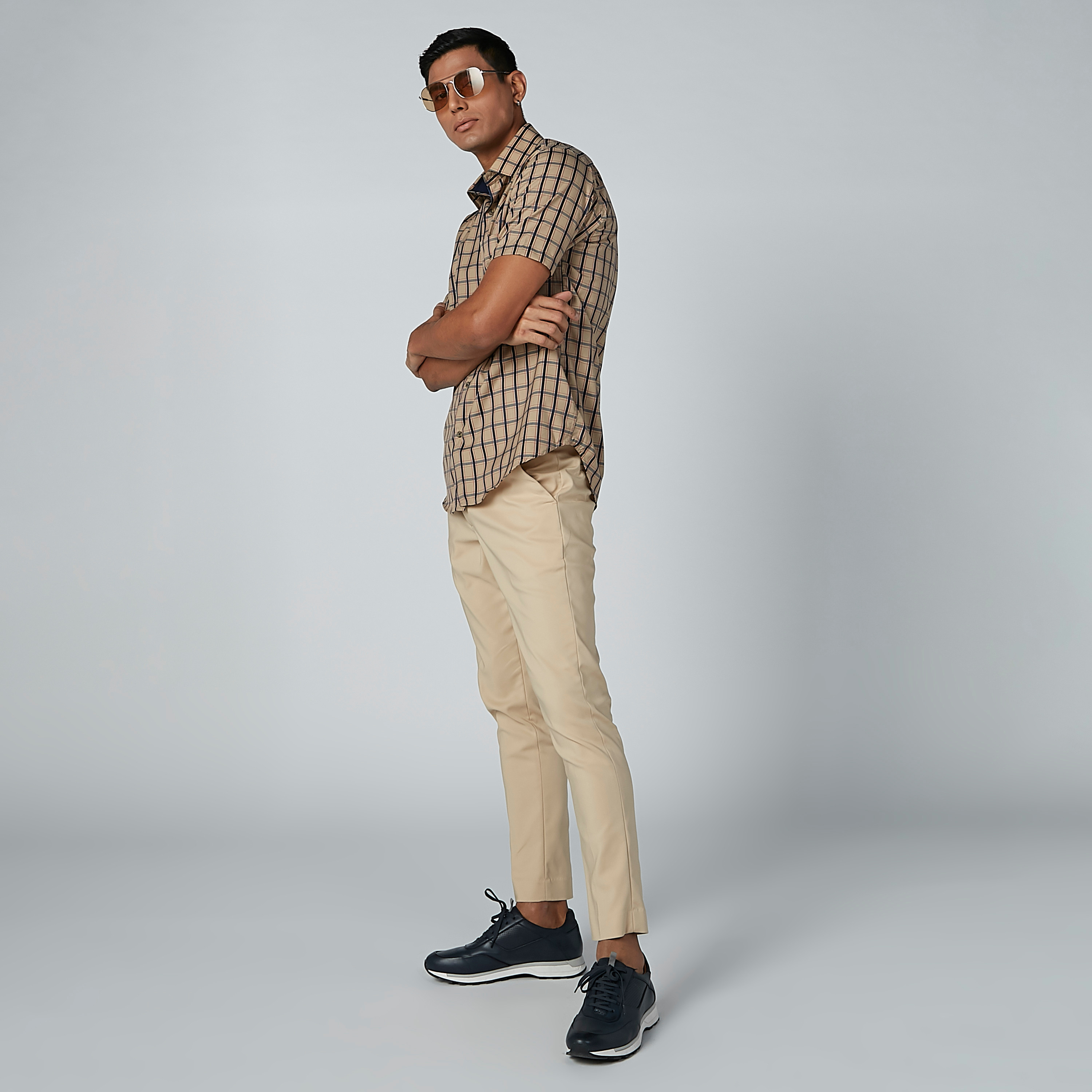 Easy Iron Checked Shirt with Chest Pocket Detail and Short Sleeves-men-clothing-shirts-image-2