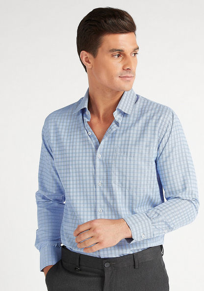 Easy Iron Checked Shirt with Long Sleeves and Chest Pocket