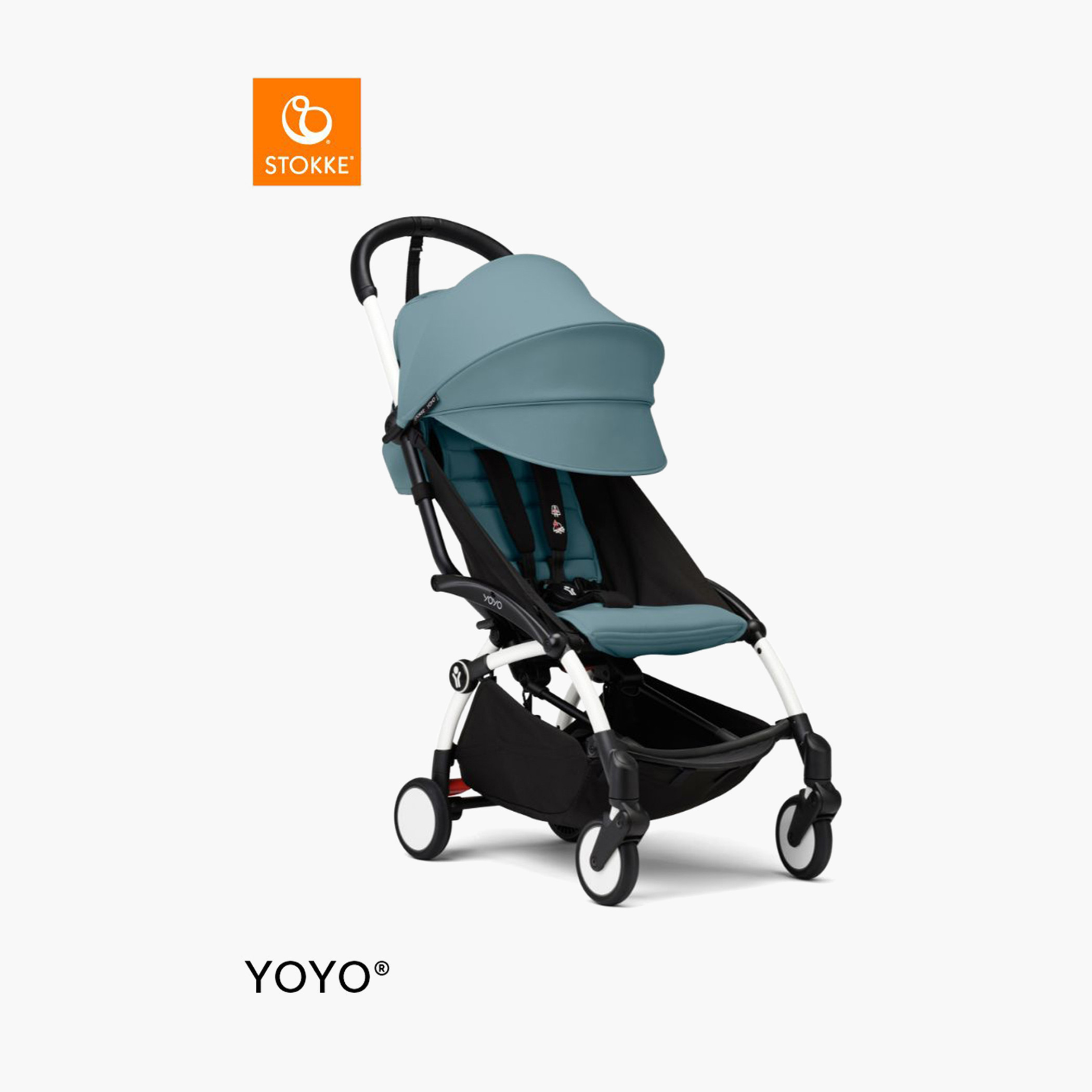 Stokke YOYO³ White frame with 6+ Color Pack - Aqua-baby-gear-strollersandprams-strollers-image-1
