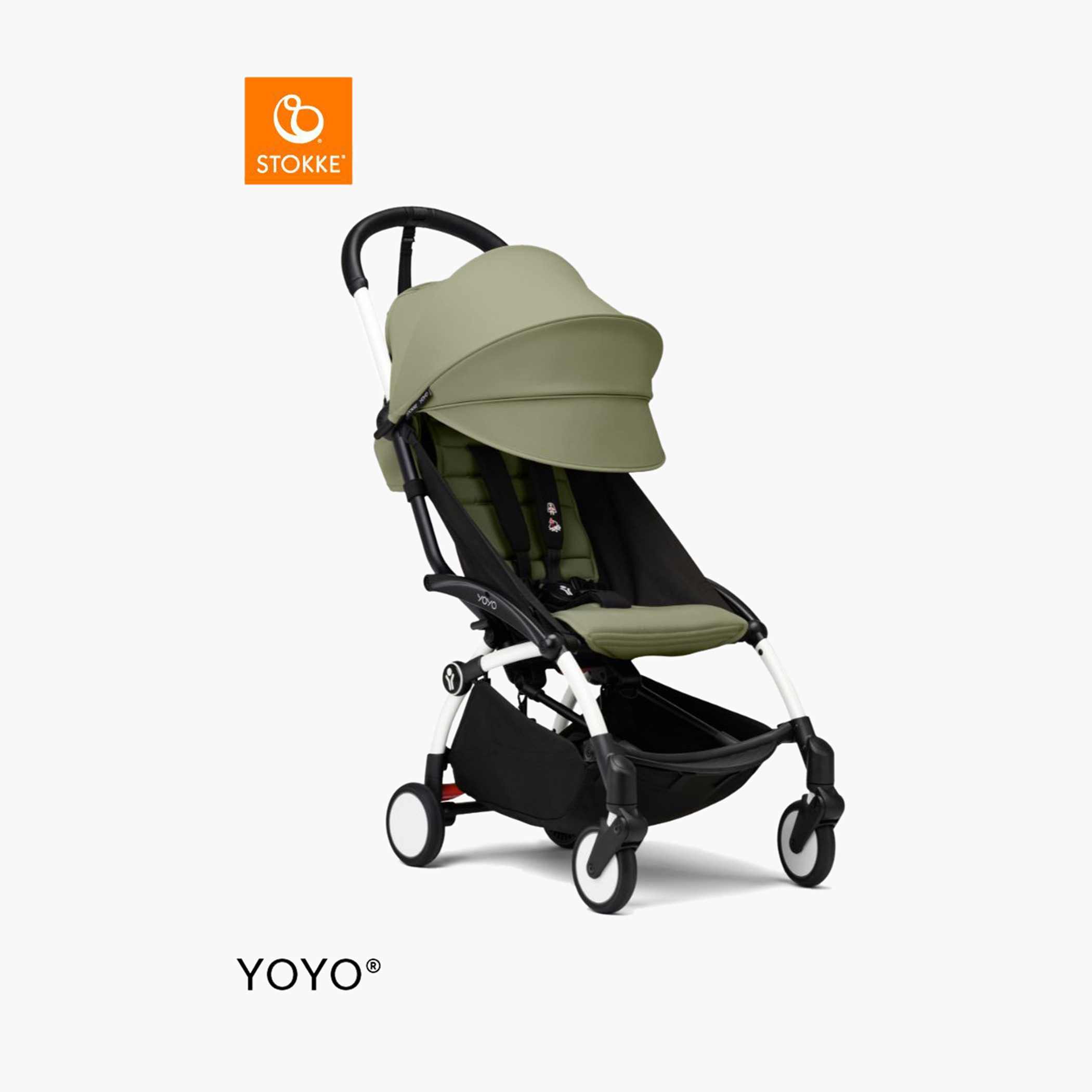 Stokke YOYO³ White frame with 6+ Color Pack - Olive-baby-gear-strollersandprams-strollers-image-1