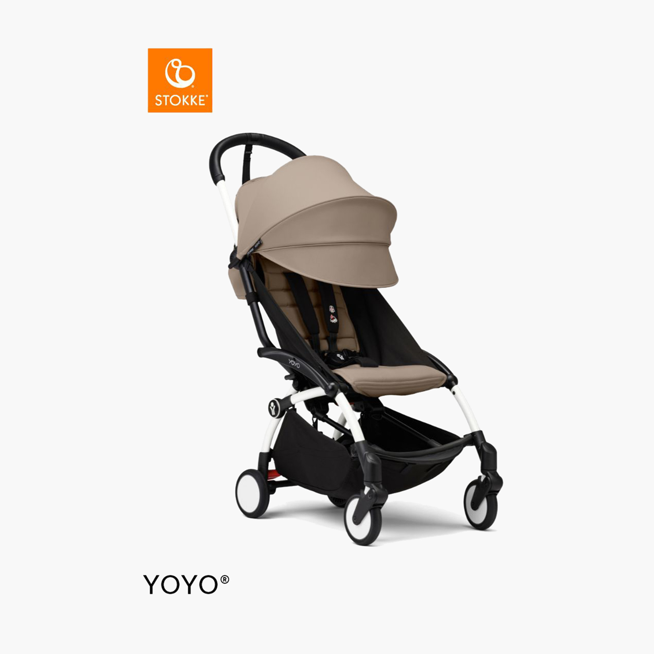 Stokke YOYO³ White frame with 6+ Color Pack - Taupe-baby-gear-strollersandprams-strollers-image-1